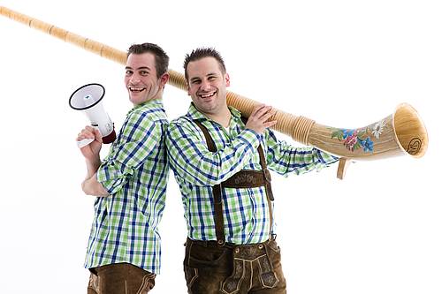 Persfoto Alphornzauberer & Thomas openings act van Oktoberfeestartiesten.nl