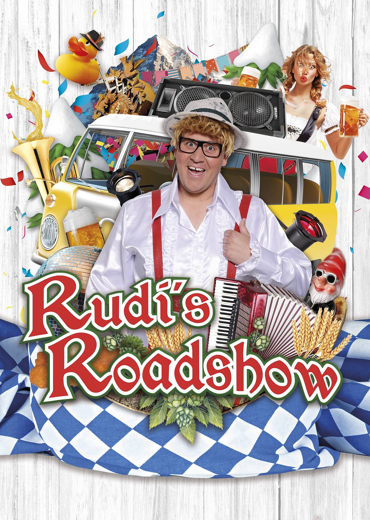Rudi's Duitse Roadshow boek je direct bij Oktoberfeestartiesten.nl Persfoto van Rudi's Duitse Raodshow, avondvullend entertainment bij Oktoberfeesrartiesten.nl